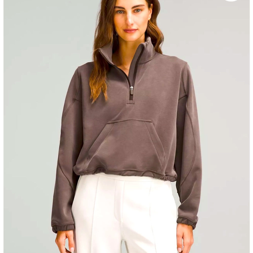Lululemon brushed softstream half zip in espresso size 0